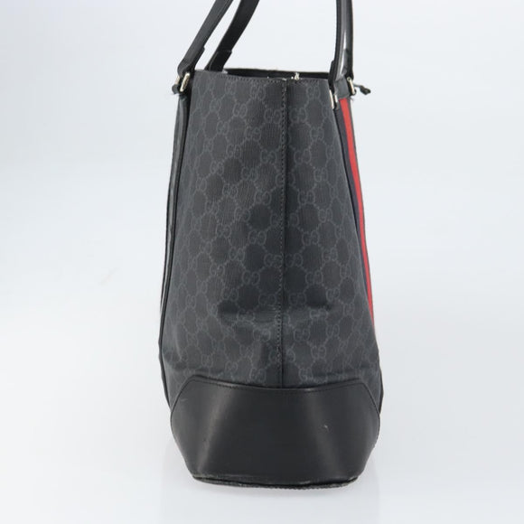 GUCCI GG Supreme Sherry Line Tote Bag PVC Red Black 495560 Auth gh1621
