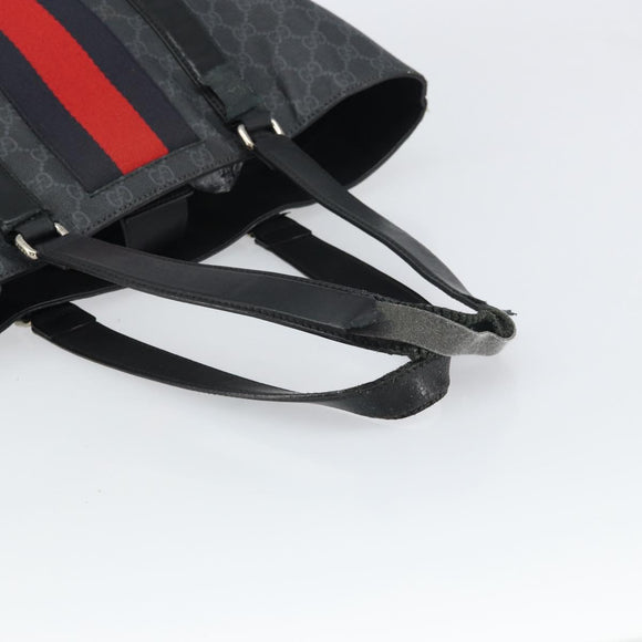 GUCCI GG Supreme Sherry Line Tote Bag PVC Red Black 495560 Auth gh1621