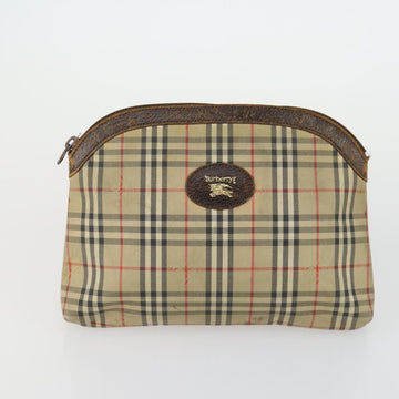 Burberrys PRADA Nova Check Pouch Nylon Canvas 3 Set Pink Brown beige Auth gh1623 - 0