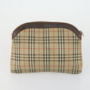 Burberrys PRADA Nova Check Pouch Nylon Canvas 3 Set Pink Brown beige Auth gh1623-3