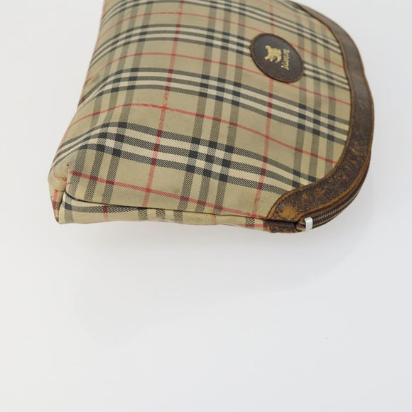 Burberrys PRADA Nova Check Pouch Nylon Canvas 3 Set Pink Brown beige Auth gh1623
