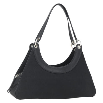 BVLGARI Logo Mania Shoulder Bag Canvas Black Silver Auth gh1627