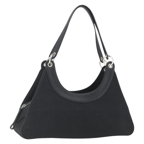 BVLGARI Logo Mania Shoulder Bag Canvas Black Silver Auth gh1627