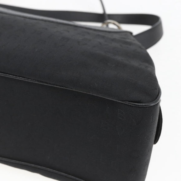 BVLGARI Logo Mania Shoulder Bag Canvas Black Silver Auth gh1627