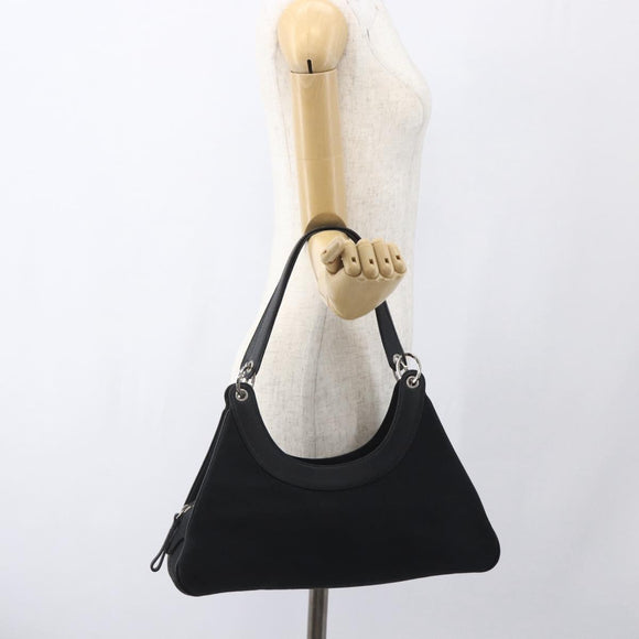 BVLGARI Logo Mania Shoulder Bag Canvas Black Silver Auth gh1627