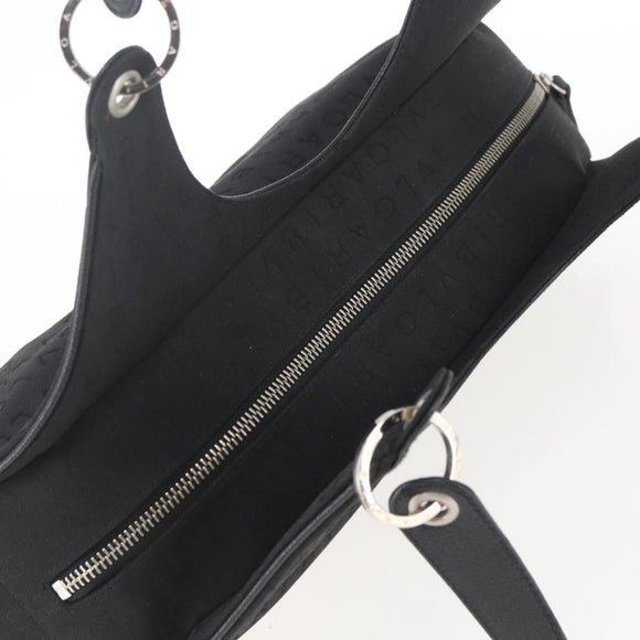 BVLGARI Logo Mania Shoulder Bag Canvas Black Silver Auth gh1627