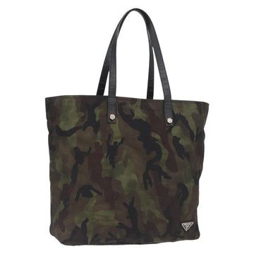 PRADA Camouflage Tote Bag Nylon Khaki Auth gh1628