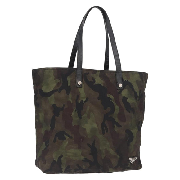 PRADA Camouflage Tote Bag Nylon Khaki Auth gh1628