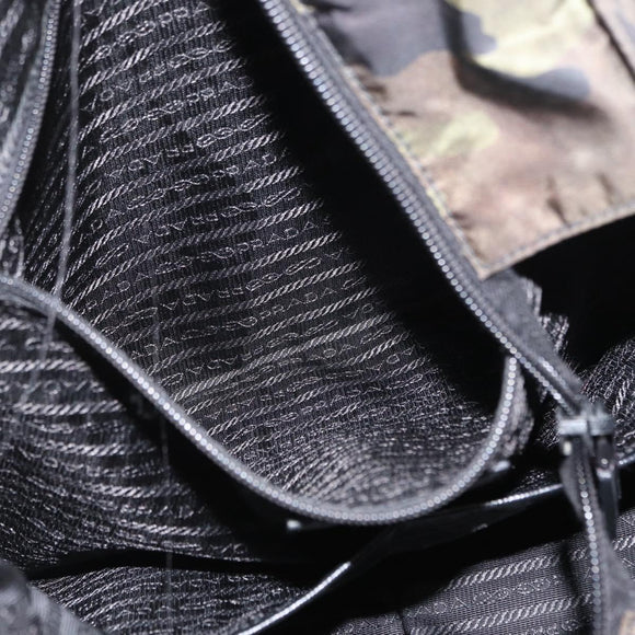 PRADA Camouflage Tote Bag Nylon Khaki Auth gh1628