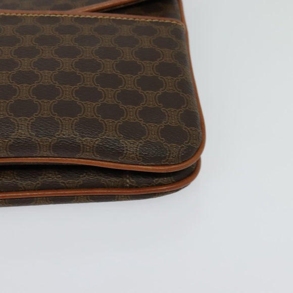 CELINE Macadam Canvas Shoulder Bag PVC Brown Gold Auth gh163