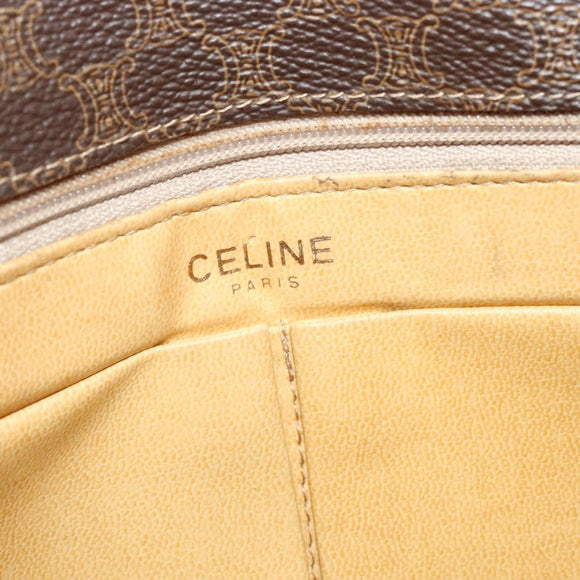CELINE Macadam Canvas Shoulder Bag PVC Brown Gold Auth gh163