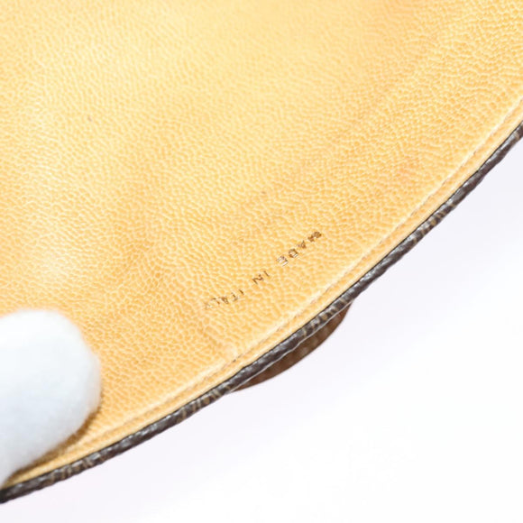 CELINE Macadam Canvas Shoulder Bag PVC Brown Gold Auth gh163