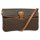 CELINE Macadam Canvas Shoulder Bag PVC Brown Gold Auth gh163-1