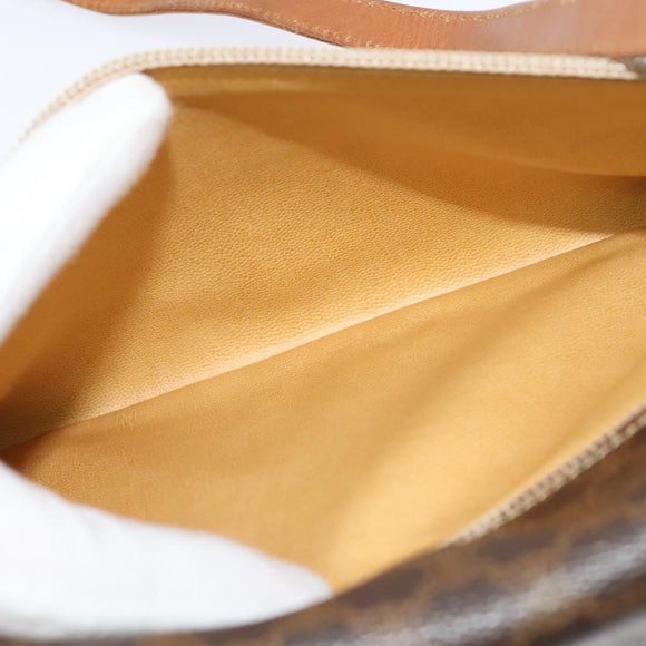 CELINE Macadam Canvas Shoulder Bag PVC Brown Gold Auth gh163