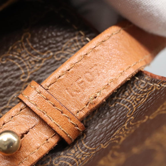 CELINE Macadam Canvas Shoulder Bag PVC Brown Gold Auth gh163