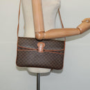 CELINE Macadam Canvas Shoulder Bag PVC Brown Gold Auth gh163-24