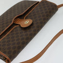 CELINE Macadam Canvas Shoulder Bag PVC Brown Gold Auth gh163-6