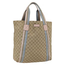 GUCCI GG Canvas Sherry Line Tote Bag Beige Pink Light blue 189669 Auth gh1631-1