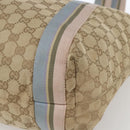 GUCCI GG Canvas Sherry Line Tote Bag Beige Pink Light blue 189669 Auth gh1631-10