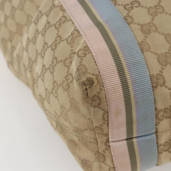 GUCCI GG Canvas Sherry Line Tote Bag Beige Pink Light blue 189669 Auth gh1631