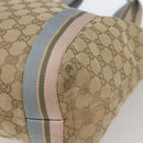 GUCCI GG Canvas Sherry Line Tote Bag Beige Pink Light blue 189669 Auth gh1631-12