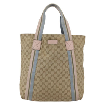 GUCCI GG Canvas Sherry Line Tote Bag Beige Pink Light blue 189669 Auth gh1631 - 0