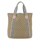 GUCCI GG Canvas Sherry Line Tote Bag Beige Pink Light blue 189669 Auth gh1631-3