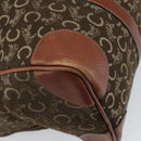 CELINE C Macadam Canvas Horse Carriage Hand Bag Brown Gold Auth gh1632-13