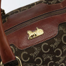 CELINE C Macadam Canvas Horse Carriage Hand Bag Brown Gold Auth gh1632-15