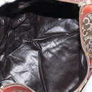 CELINE C Macadam Canvas Horse Carriage Hand Bag Brown Gold Auth gh1632-18