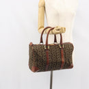 CELINE C Macadam Canvas Horse Carriage Hand Bag Brown Gold Auth gh1632-23