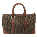 CELINE C Macadam Canvas Horse Carriage Hand Bag Brown Gold Auth gh1632-3