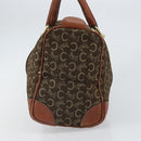 CELINE C Macadam Canvas Horse Carriage Hand Bag Brown Gold Auth gh1632-4