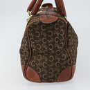 CELINE C Macadam Canvas Horse Carriage Hand Bag Brown Gold Auth gh1632-5