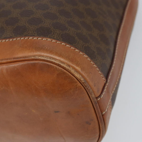 CELINE Macadam Canvas Shoulder Bag PVC Leather Brown Gold Auth gh1633