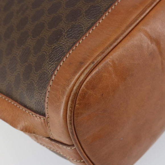 CELINE Macadam Canvas Shoulder Bag PVC Leather Brown Gold Auth gh1633