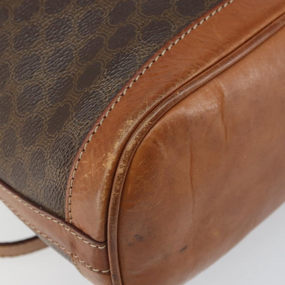 CELINE Macadam Canvas Shoulder Bag PVC Leather Brown Gold Auth gh1633