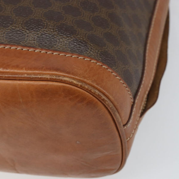 CELINE Macadam Canvas Shoulder Bag PVC Leather Brown Gold Auth gh1633