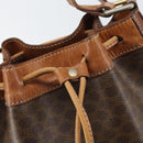 CELINE Macadam Canvas Shoulder Bag PVC Leather Brown Gold Auth gh1633-14