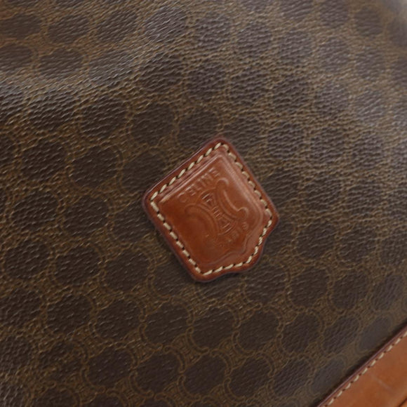CELINE Macadam Canvas Shoulder Bag PVC Leather Brown Gold Auth gh1633