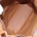 CELINE Macadam Canvas Shoulder Bag PVC Leather Brown Gold Auth gh1633-17