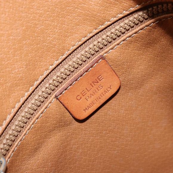 CELINE Macadam Canvas Shoulder Bag PVC Leather Brown Gold Auth gh1633