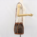 CELINE Macadam Canvas Shoulder Bag PVC Leather Brown Gold Auth gh1633-23