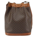 CELINE Macadam Canvas Shoulder Bag PVC Leather Brown Gold Auth gh1633-3