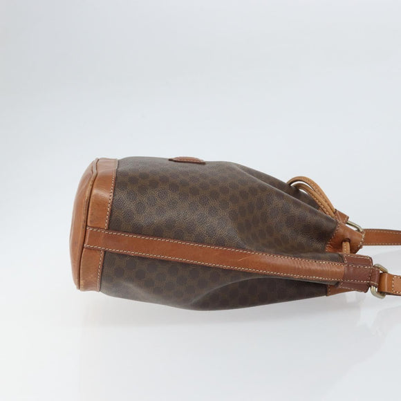 CELINE Macadam Canvas Shoulder Bag PVC Leather Brown Gold Auth gh1633