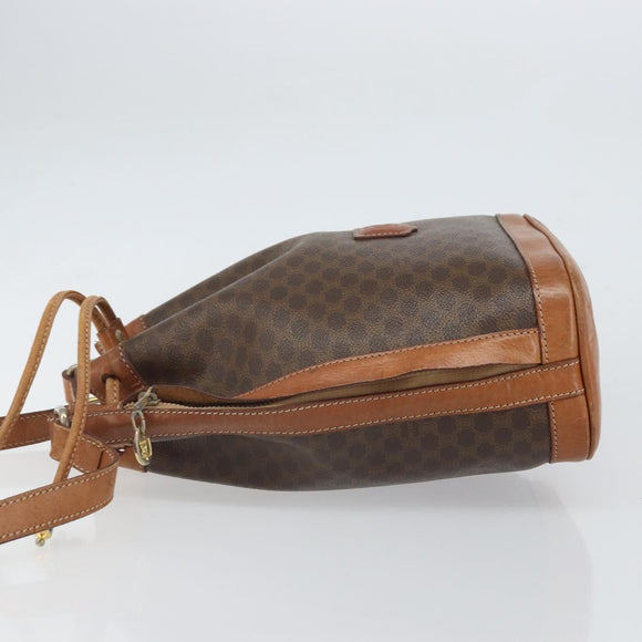 CELINE Macadam Canvas Shoulder Bag PVC Leather Brown Gold Auth gh1633