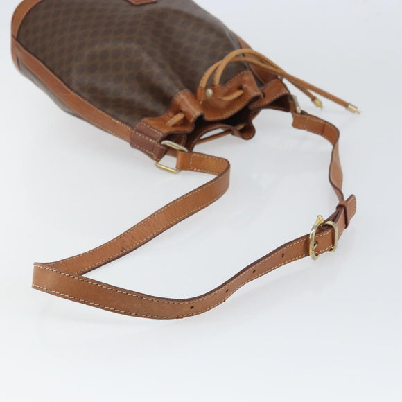 CELINE Macadam Canvas Shoulder Bag PVC Leather Brown Gold Auth gh1633