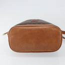 CELINE Macadam Canvas Shoulder Bag PVC Leather Brown Gold Auth gh1633-9