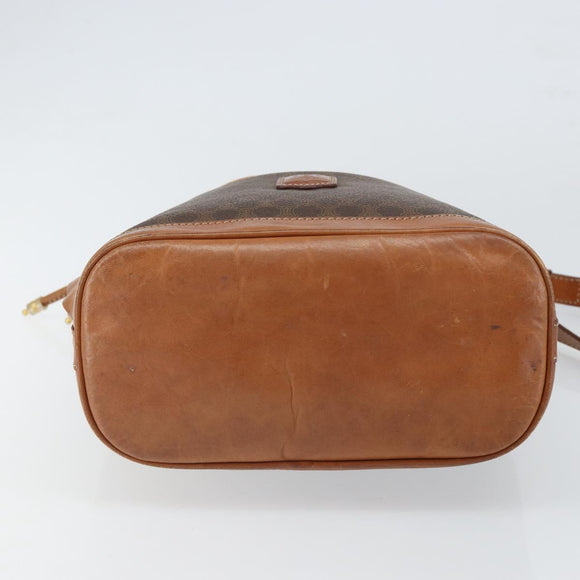 CELINE Macadam Canvas Shoulder Bag PVC Leather Brown Gold Auth gh1633
