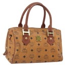 MCM Vicetos Logogram Hand Bag PVC Leather Brown Gold Auth gh1634-1